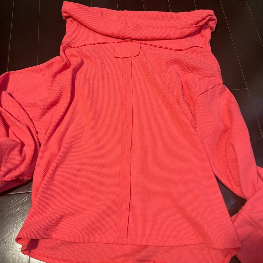 Free People cotton waffle off should sweatshirt